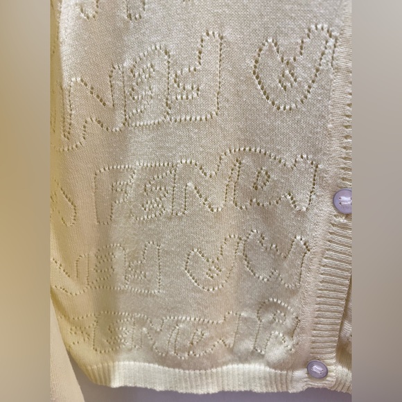 Fendi Junior Girls Yellow Cotton Cardigan Fendi Motif Made in Italy Size 8A - Picture 5 of 11